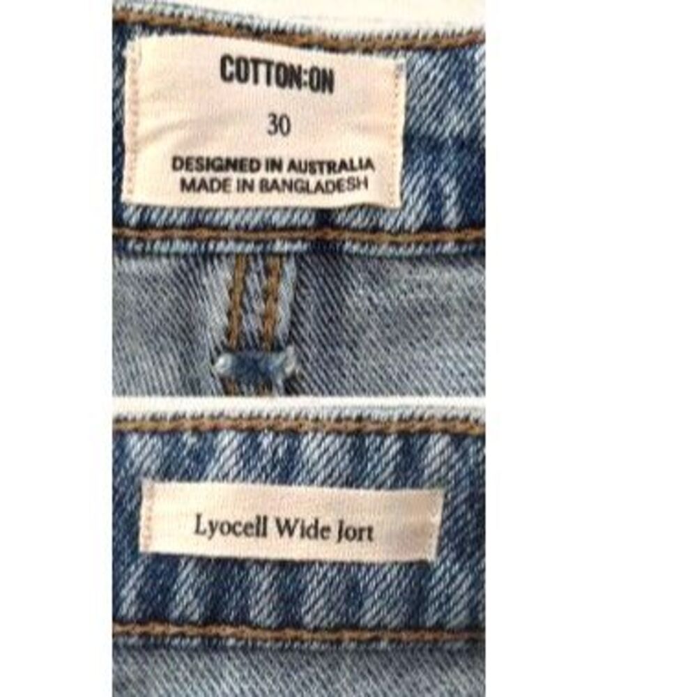 Cotton On Lyocell Wide Jort Womens Denim Bermuda Shorts Size 30 Light Wash Blue - Picture 7 of 8